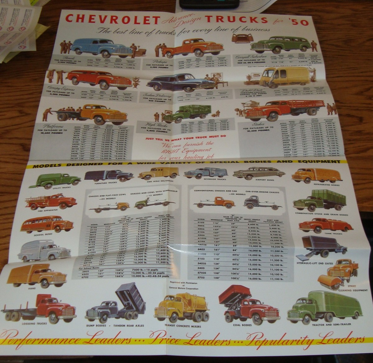 1950 Chevrolet Truck Full Line Foldout Sales Brochure 50 Chevy 