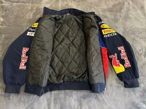 Unisex Adult Red Bull Jacket Ebroidered Cotton Padded F 1 Racing Jacket - Picture 33 of 36