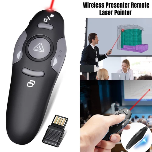 Wireless Presenter Remote with Laser Pointer USB Control for PPT, Google Slid