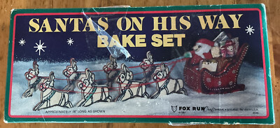 Santa s On His Way Bake Set by Fox Run Vintage 1981 Cookie Cutters Instructions