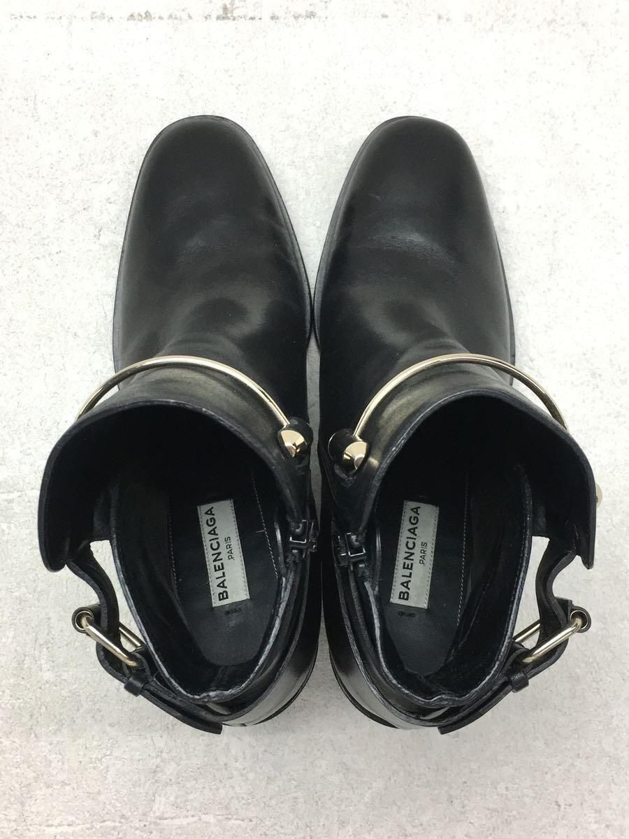 BALENCIAGA Short Boot Sole Scratched Belt 37.5 Black Leather