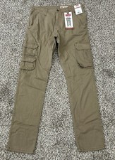 New Wrangler Five Star Regular Fit Taper Leg Cargo Pants Beige 30 X 32