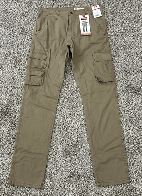 New Wrangler Five Star Regular Fit Taper Leg Cargo Pants Beige 30 X 32
