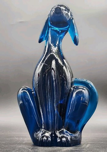 Vintage Viking Glass EPIC DOG Bluenique Blue 1960'S MCM 8" 💙 RARE - Picture 10 of 10
