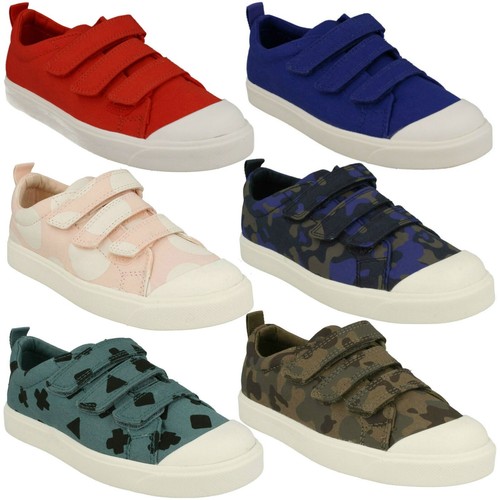 Bambini Clarks Città a Zampa Lo K Gancio \u0026 Ciclo Scarpe Estive Tela Taglia  | eBay