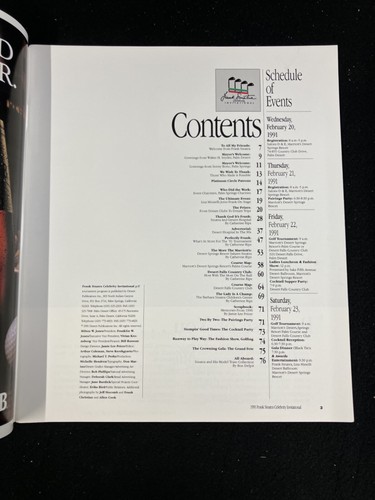 1991 FRANK SINATRA CELEBRITY INVITATIONAL GOLF TOURNAMENT PROGRAM, PALM SPRINGS - Picture 5 of 9