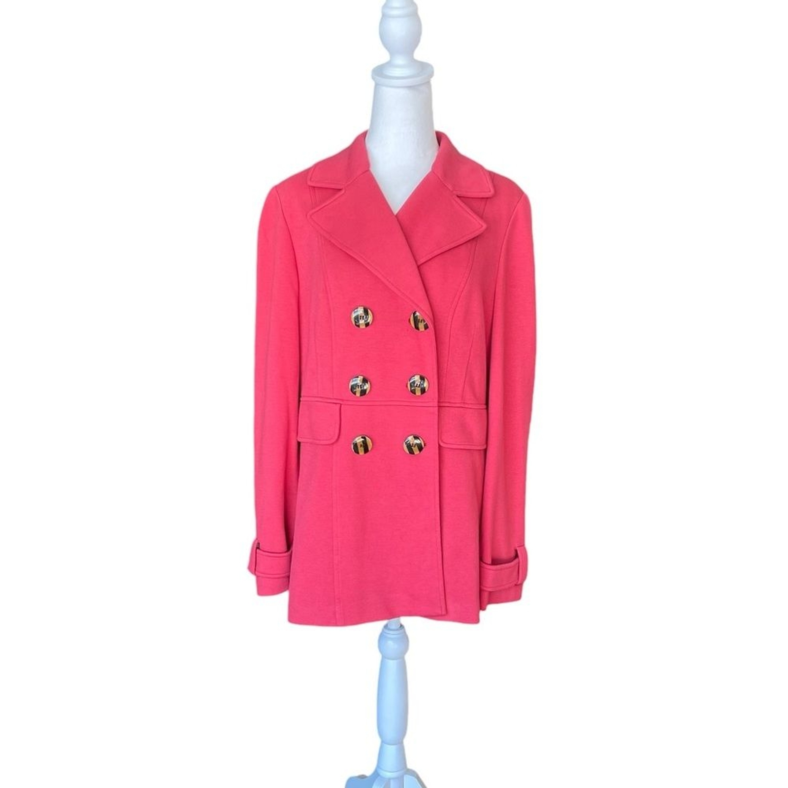 Alfani Double Breasted Blazer Button Front Coat Dressy Womens Size 12 In Salmon
