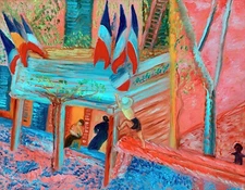 At the Square in Cassis 14th July Painting by Sigrid Hjerten Reproduction