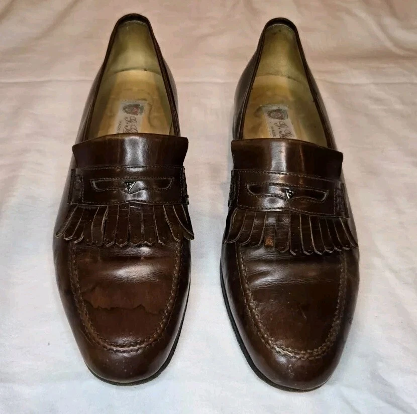 Authentique mocassins vintage Gucci cuir marron chaussures 42 taille 9 made in Italy 