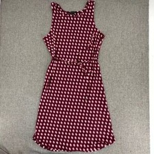 Banana Republic Midi Dress Sleeveless Round Neck XS Maroon Red White Strap Belt