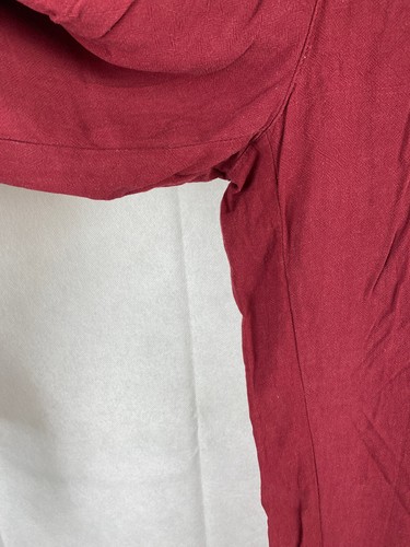Collectif Trousers UK 10 S High Waisted Wide Leg Retro 1940s Red Viscose Linen - Picture 5 of 12