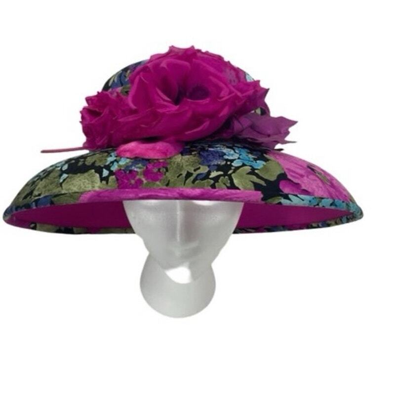 Suzanne Couture Millinery Colorful Hat With Fuchsia Flowers  display picture 1