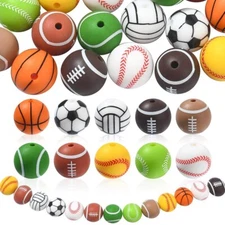 20pcs Sport Ball Silicone Beads Spacer Bead for Necklace Bracelet Jewelry Making