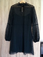 ZARA BOTTLE GREEN GUIPURE LACE LONG SLEEVES MINI DRESS SIZE L