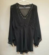 Separates by New York Design Co. Womens V-Neck Sheer Flowy Sleeve Blouse Size 1X