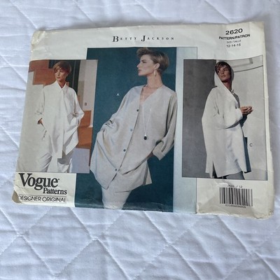Vogue Schnittmuster Designer Original Betty Jackson. 2620 Shirt Größe 12-14-16