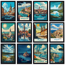 Vintage Travel Holiday Europe Poster Retro City Print Decor Wall Art A5 A4 A3
