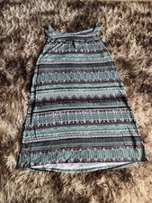 Gina Benotti Dress Womens M Green Boho Sleeveless Patterned Casual Midi