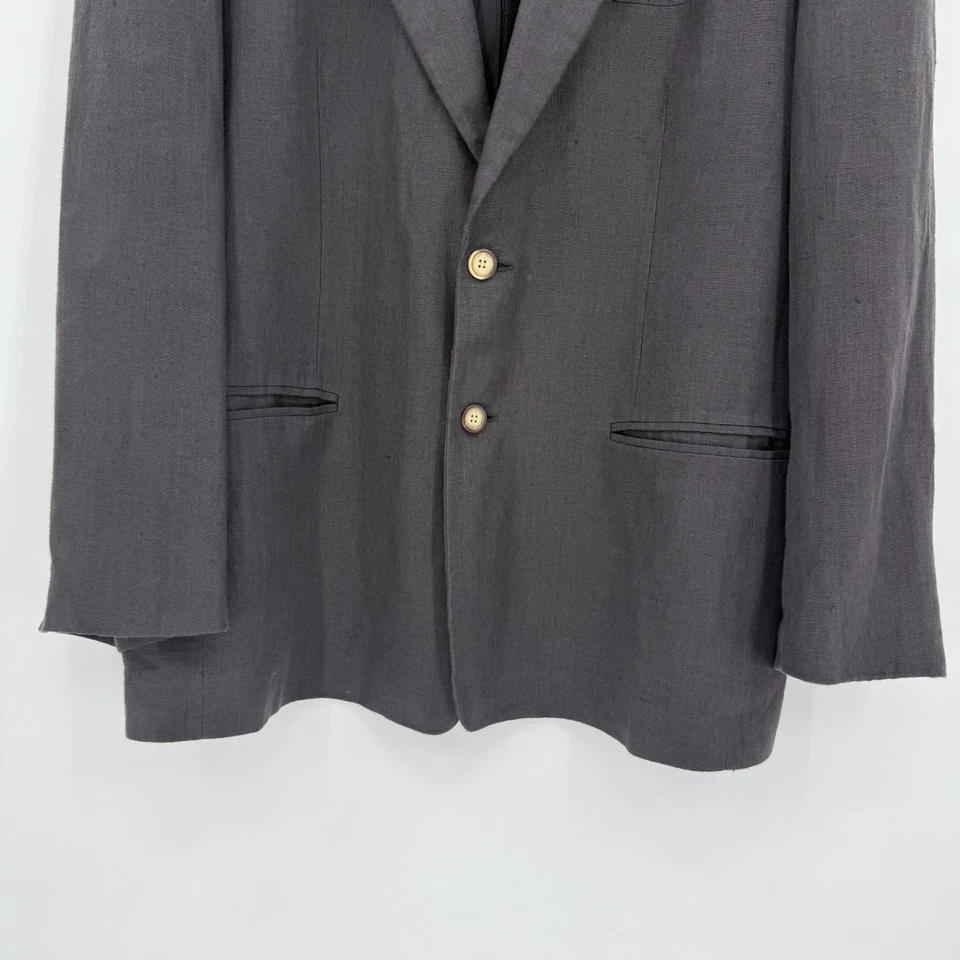 Blazer Structure Le Collezioni Hombre Negro 100% Lino Talla Grande Confort Clásico Foto 3 de 4