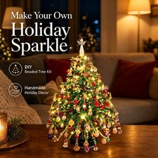 DIY Beaded Christmas Tree Craft Kit Adults Handmade Holiday Tabletop Decor Gift