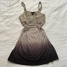 Calvin Klein tan brown and purple ombre dress with lace knot strap details