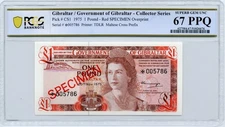 1975 £1 Gibraltar, SPECIMEN, Pick#CS1 - PCGS Superb GEM UNC 67 PPQ