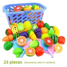 Pretend Play Food Set,Kitchen Cutting Toys,BPA Free Plastic Fruits 23 PCs