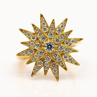 Kat Florence Ring Stern 750/18K Gelbgold Diamanten ca. 0,8ct D/VS Gr. 55-59