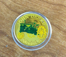 1-OZ.JOHN DEERE MODEL  A TRACTOR  FATHER'S DAY GIFT.999 PROOF SILVER COIN+GOLD