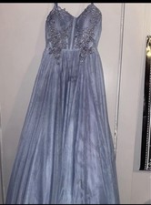 Windsor Blue Tulle Beaded Embellished Prom Formal Maxi Dress Size S