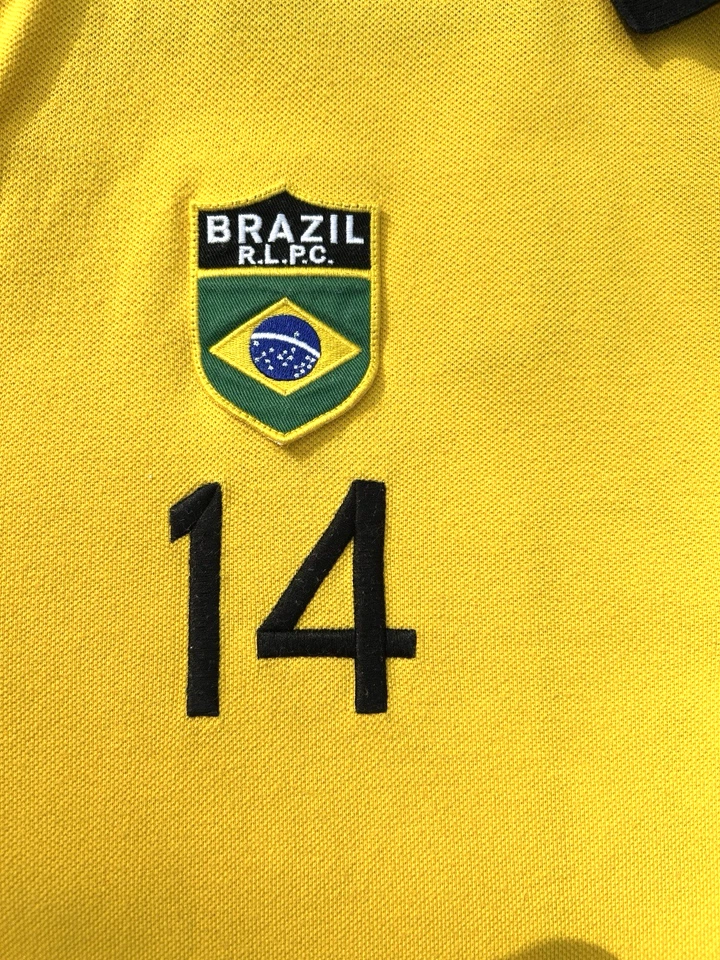 Polo Ralph Lauren Polo Shirt Mens Gold Brazil #14 Big Pony Size 2XLT Tall Rugby - Image 4 of 4