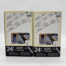 Lot 2 24  Indoor/Outdoor Clear Rope Light 48' New Box w/ Hardware Plug In White
