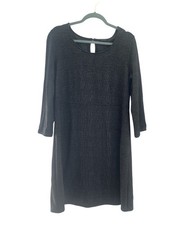 J. Jill Wearever Collection Gray Tweed Look Stretch Knit Dress Size Medium