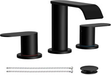 Matte Black Waterfall Bathroom Faucet for Sink 3 Hole 8 Inch Widespread Bathroom