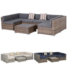 Outsunny Modern Rattan Chair Sofa Outdoor Sectional Patio Furniture 7
