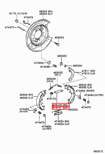 Genuine FJ Cruiser GSJ15 GSJ10 Fortuner GGN155 Parking Hand Brake Shoe Strut - Picture 16 of 20