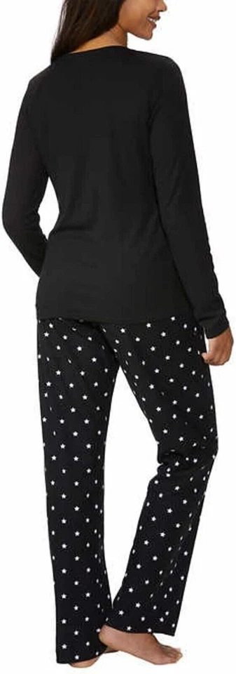 Calvin Klein Womens STAR 2 Piece Fleece Pajama Set SIZE M COLOR BLACK - Image 2 of 4