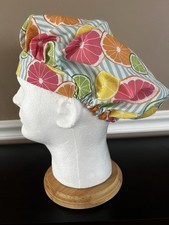 Surgical Scrub Bouffant Cap Hat Women  s Citrus Fruit Design