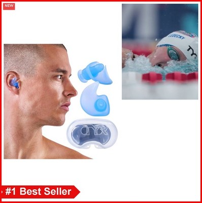 Silicone Swim Ear Plugs Reusable Water Protection 1 Pair with Case for Swimming
