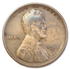 1911-S 1C BN Lincoln Cent- Choice Fine -SMH-2178