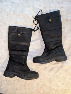 Dublin River Boots Ladies 6 HBR Waterproof Tall Black Leather Equestrian Boots