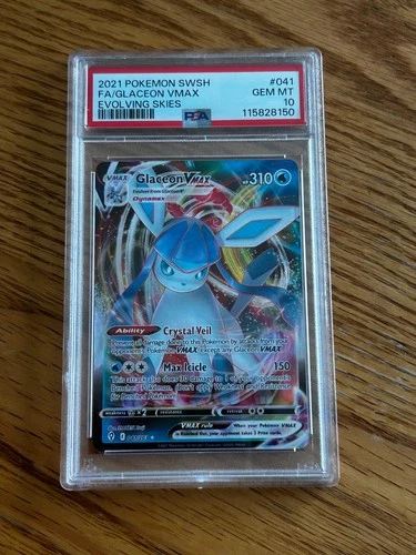 *PSA 10* Pokémon Glaceon VMAX 041/203 Ultra Rare Holo 2021 Evolving Skies