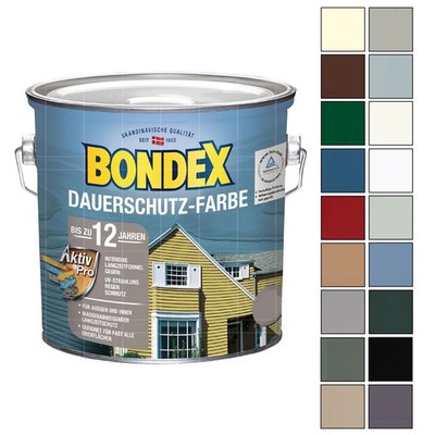 BONDEX Dauerschutz-Farbe 2.5 LTR Holzfarbe Deckfarbe Wetterschutzfarbe
