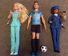 Mattel Barbie Pilot, Doctor, & Ken Footballer 