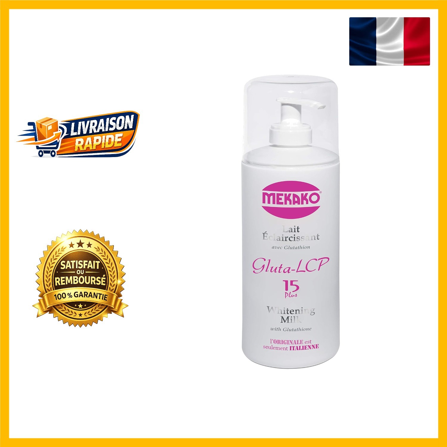 lait eclaircissant glutathione Lait Éclaircissant Gluta Lcp Mekako 400ml soin hydratant au glutathion pour  un teint rayonnant