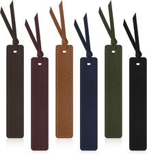Leather Bookmark for Reading Hand Stitched Retro Book Lover Gift 6 Pack