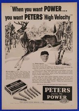 1956 PETERS / DUPONT 30-06 HIGH VELOCITY AMMO FIREARM/GUN PRINT AD DEER HUNTING
