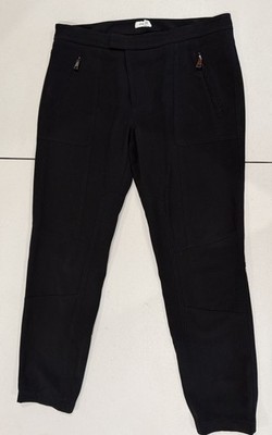 Vince Equestrian Style Pants Sizes 10 Black Front Zip Pockets Elastic Cuffs 