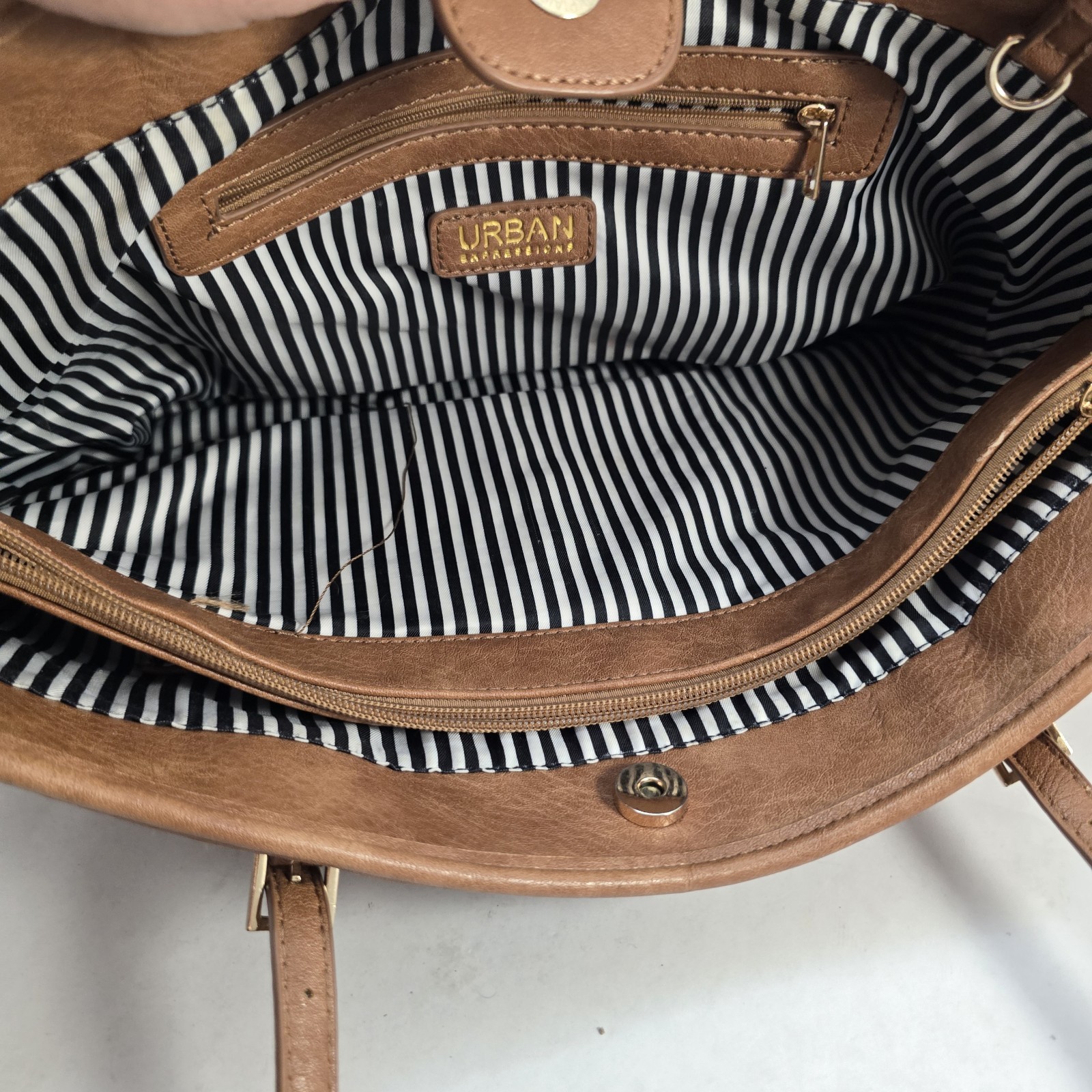 Urban Expressions Brown Faux Leather Tote Handbag Large Shoulder Bag  thumbnail 6