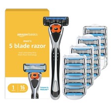 Amazon Basics 5 Blade MotionSphere Men's Razor with Dual Lubrication Vitamin E